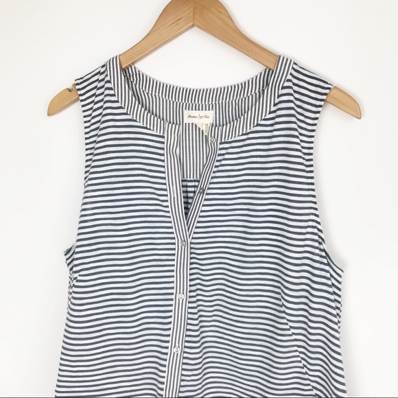 ANTHROPOLOGIE Striped Button Up Sleeveless Blouse - Picture 2 of 7